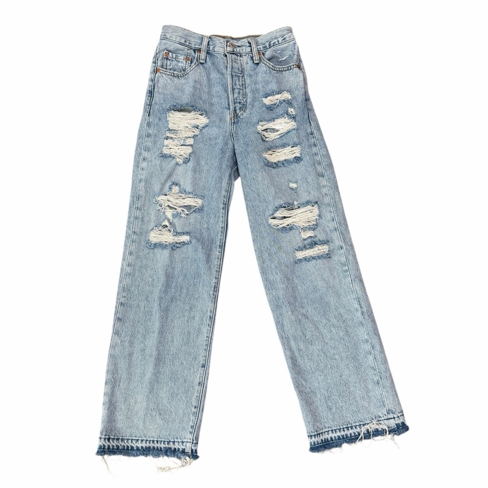Levi's Light Blue Distressed Ankle Jeans